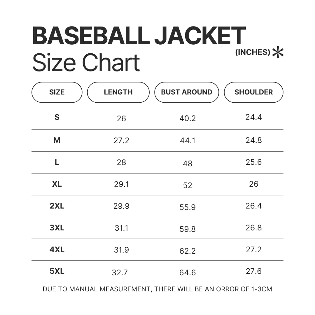 Baseball Jacket Size Chart - Astro Bot Stuff Store