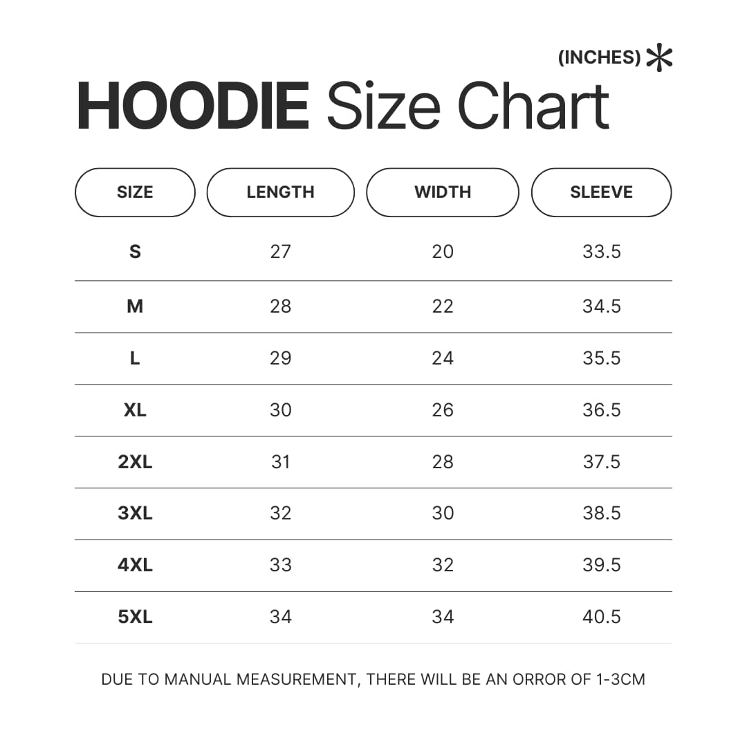 Hoodie Size Chart - Astro Bot Stuff Store