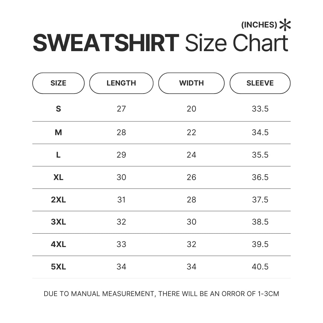 Sweatshirt Size Chart - Astro Bot Stuff Store