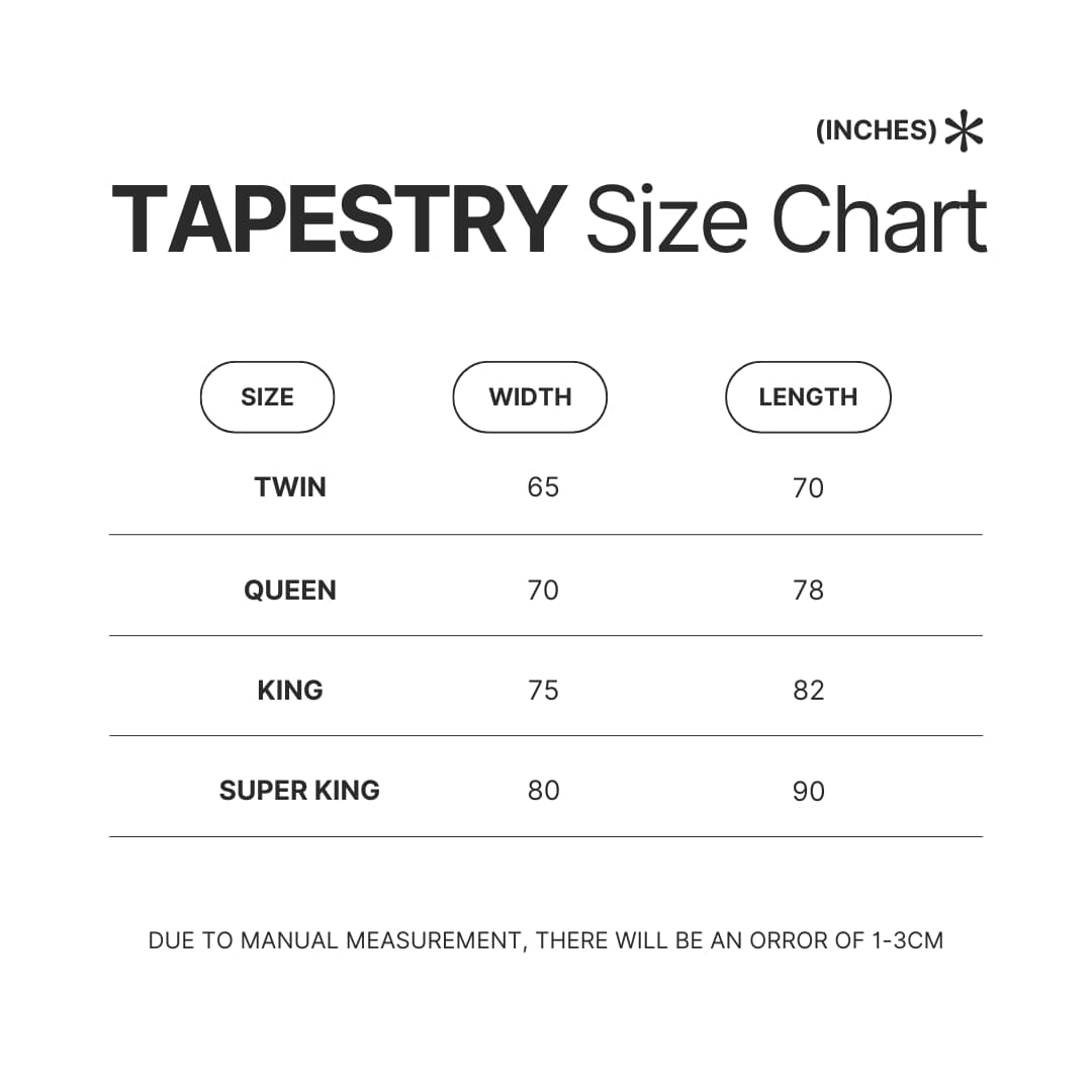 Tapestry Size Chart - Astro Bot Stuff Store